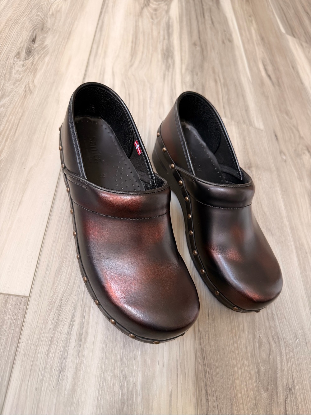 Sanita Original Danish Brown Leather Clogs EU 42 US 11.5 - Picture 2 of 10